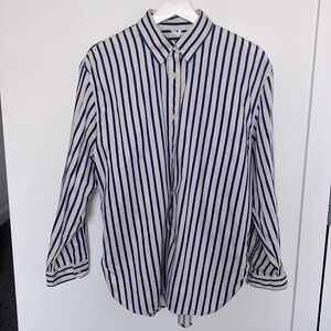 Arket Relaxed Poplin Shirt, Blue/White, Size 36